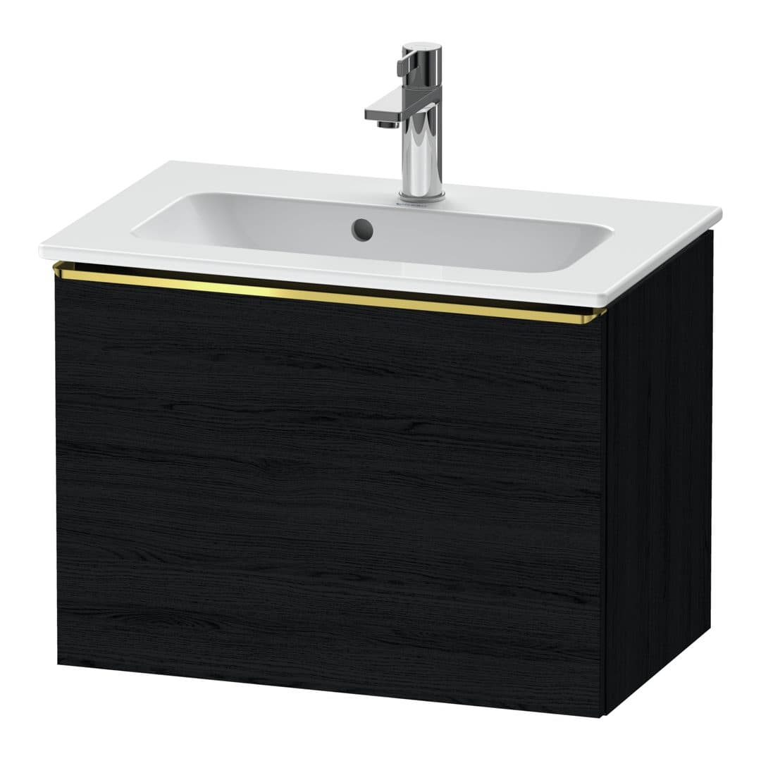 Duravit D-Neo – Έπιπλο Νιπτήρα – 610 mm, 1 συρτάρι, νιπτήρας κέντρο, Compact, Gold Polished – Black oak Matt, Decor (DE4268034160000)