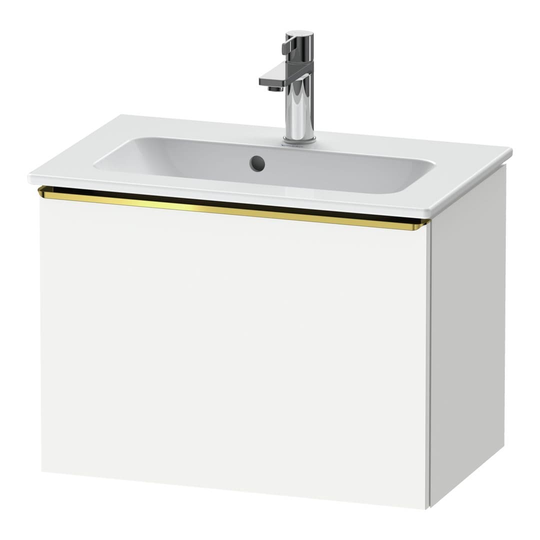 Duravit D-Neo – Έπιπλο Νιπτήρα – 610 mm, 1 συρτάρι, νιπτήρας κέντρο, Compact, Gold Polished – White Matt, Decor (DE4268034180000)