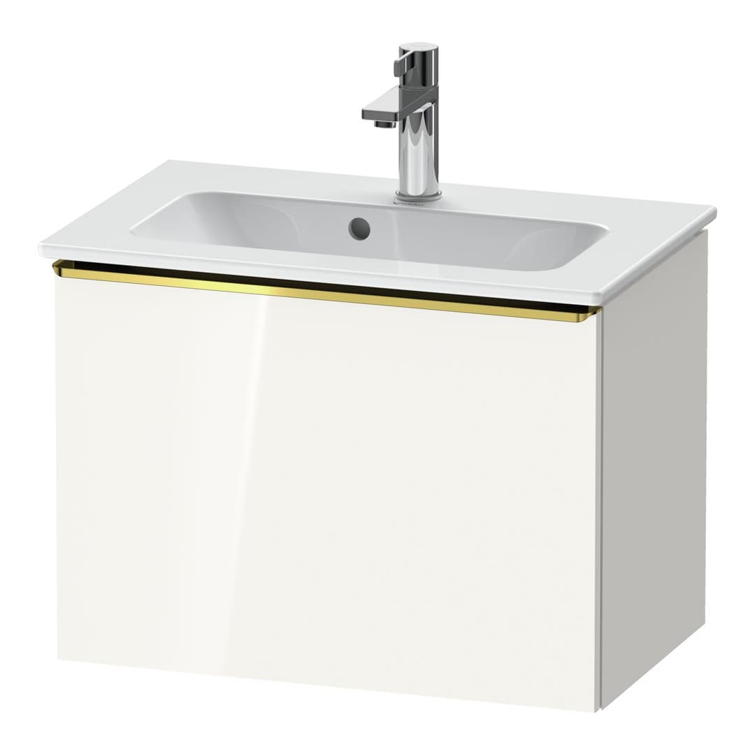 Duravit D-Neo – Έπιπλο Νιπτήρα – 610 mm, 1 συρτάρι, νιπτήρας κέντρο, Compact, Gold Polished – White High Gloss, Decor (DE4268034220000)