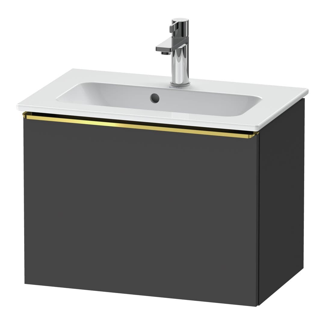 Duravit D-Neo – Έπιπλο Νιπτήρα – 610 mm, 1 συρτάρι, νιπτήρας κέντρο, Compact, Gold Polished – Graphite Matt, Decor (DE4268034490000)