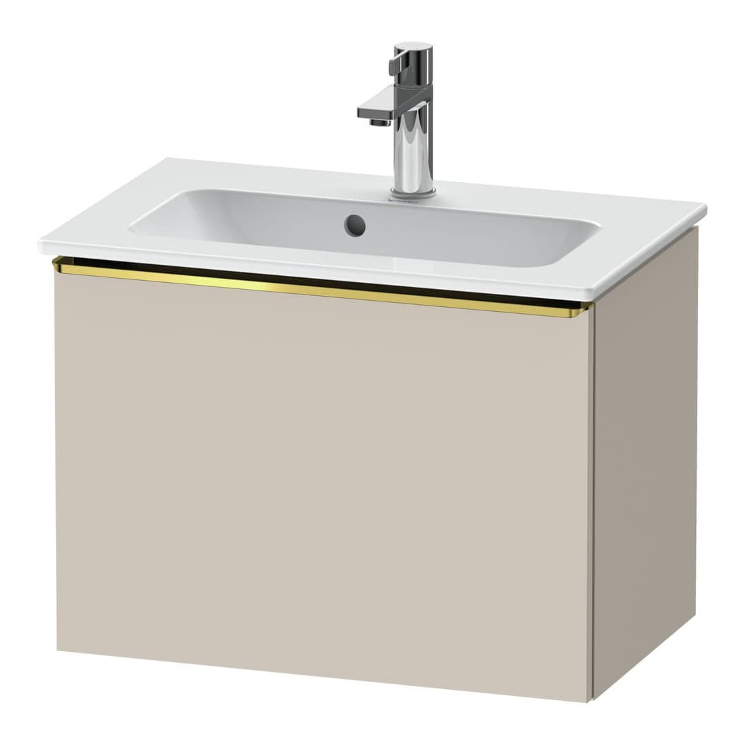 Duravit D-Neo – Έπιπλο Νιπτήρα – 610 mm, 1 συρτάρι, νιπτήρας κέντρο, Compact, Gold Polished – Taupe Matt, Decor (DE4268034910000)