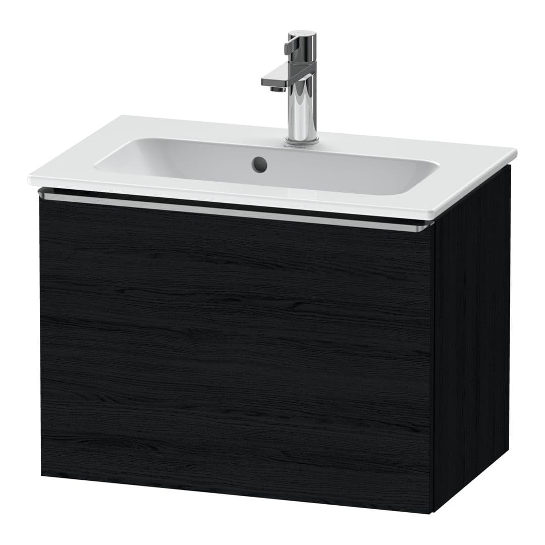 Duravit D-Neo – Έπιπλο Νιπτήρα – 610 mm, 1 συρτάρι, νιπτήρας κέντρο, Compact, Stainless steel Brushed – Black oak Matt, Decor (DE4268070160000)