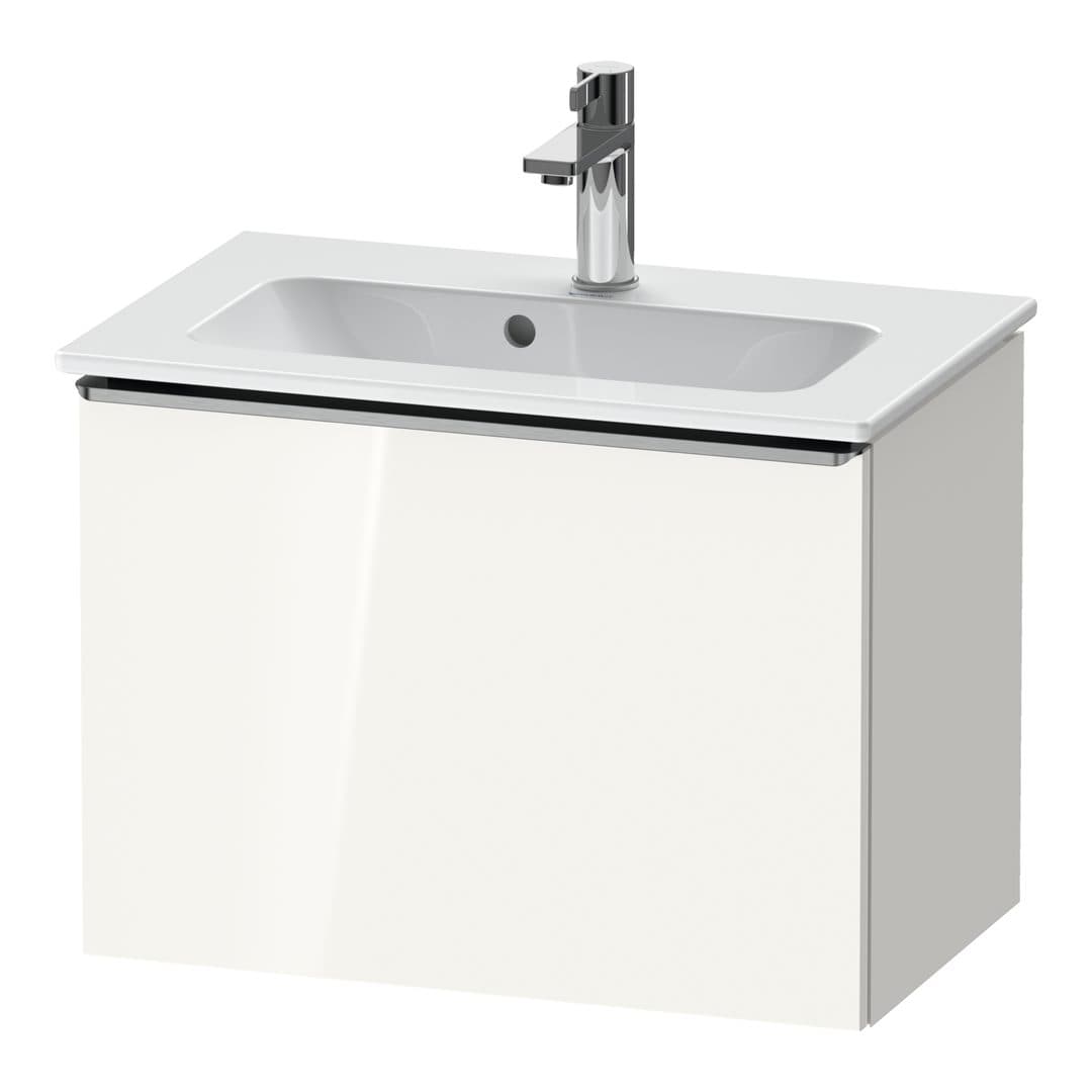Duravit D-Neo – Έπιπλο Νιπτήρα – 610 mm, 1 συρτάρι, νιπτήρας κέντρο, Compact, Stainless steel Brushed – White High Gloss, Decor (DE4268070220000)