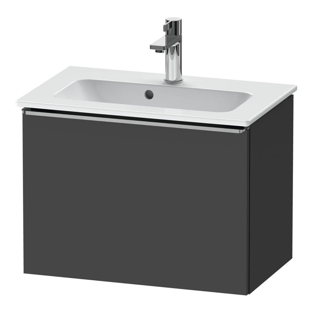 Duravit D-Neo – Έπιπλο Νιπτήρα – 610 mm, 1 συρτάρι, νιπτήρας κέντρο, Compact, Stainless steel Brushed – Graphite Matt, Decor (DE4268070490000)