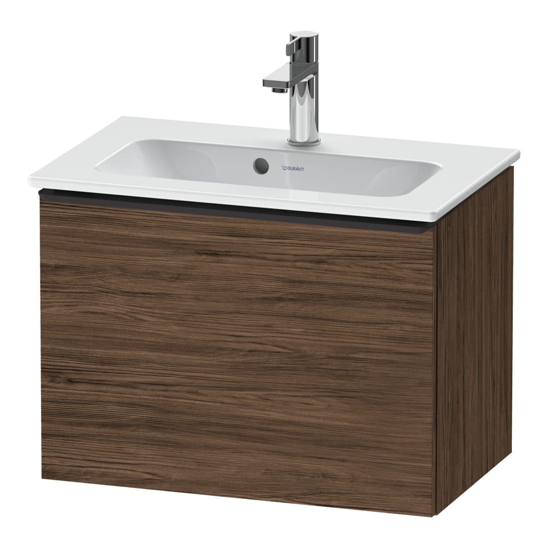 Duravit D-Neo – Έπιπλο Νιπτήρα – 610 mm, 1 συρτάρι, νιπτήρας κέντρο, Compact, Diamond black Matt – Walnut dark Matt, Decor (DE42680BD210000)