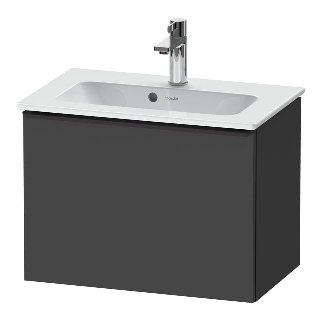 Duravit D-Neo – Έπιπλο Νιπτήρα – 610 mm, 1 συρτάρι, νιπτήρας κέντρο, Compact, Diamond black Matt – Graphite Matt, Decor (DE42680BD490000)