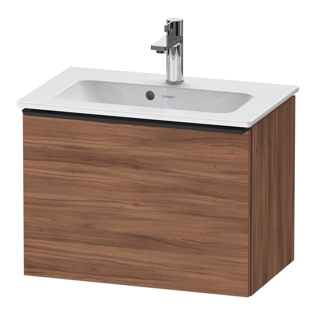 Duravit D-Neo – Έπιπλο Νιπτήρα – 610 mm, 1 συρτάρι, νιπτήρας κέντρο, Compact, Diamond black Matt – Walnut Matt, Decor (DE42680BD790000)