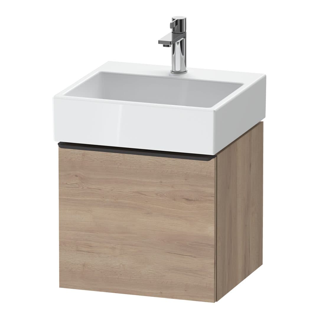 Duravit D-Neo – Έπιπλο Νιπτήρα – 484 mm, 1 συρτάρι, νιπτήρας κέντρο, 484 x 442 x 440 mm, Diamond black Matt – Marbled Oak Matt, Decor (DE42700BD550000)