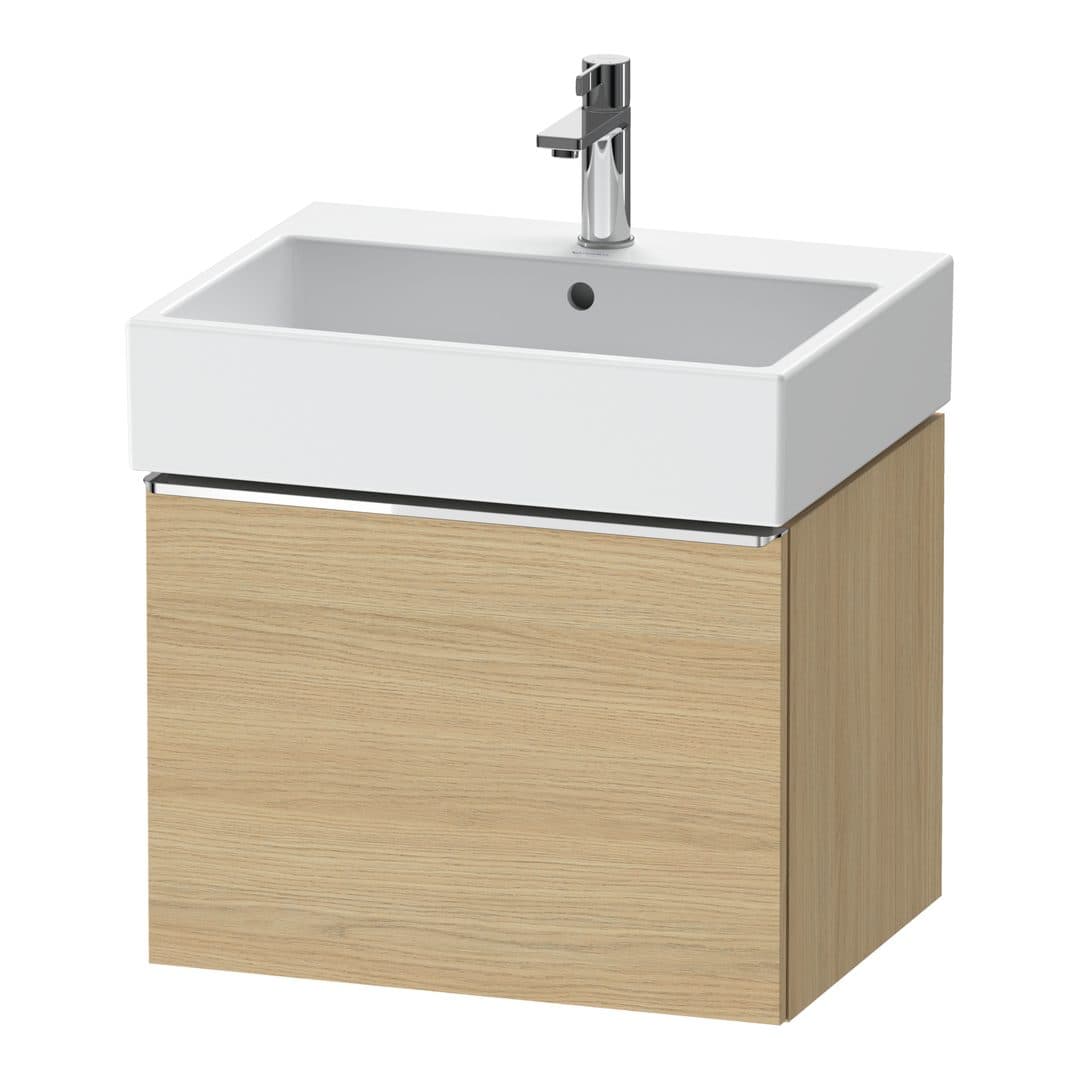 Duravit D-Neo – Έπιπλο Νιπτήρα – 584 mm, 1 συρτάρι, νιπτήρας κέντρο, 584 x 442 x 440 mm, Chrome High Gloss – Natural oak, Decor (DE4271010300000)