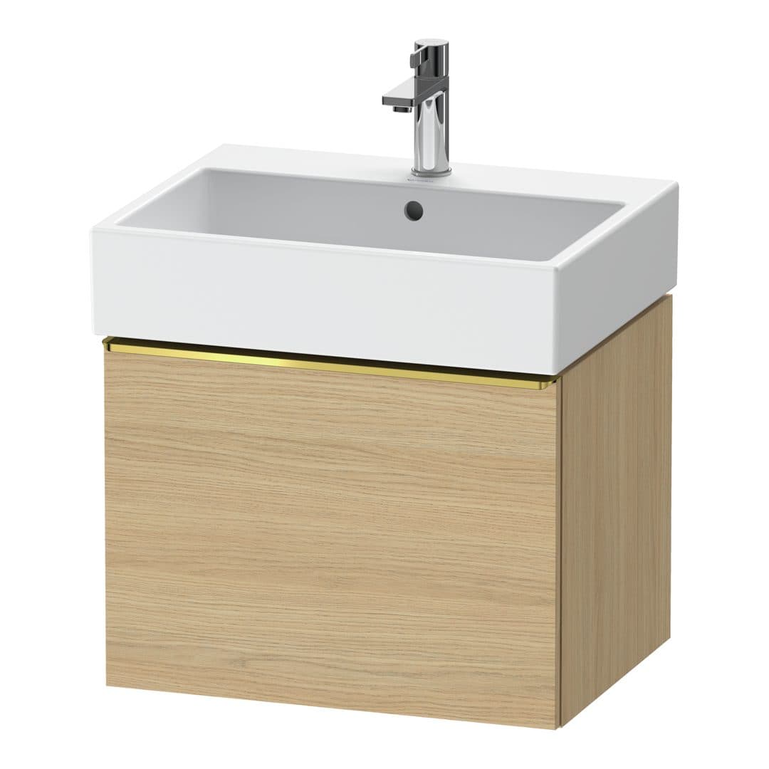 Duravit D-Neo – Έπιπλο Νιπτήρα – 584 mm, 1 συρτάρι, νιπτήρας κέντρο, 584 x 442 x 440 mm, Gold Polished – Natural oak, Decor (DE4271034300000)