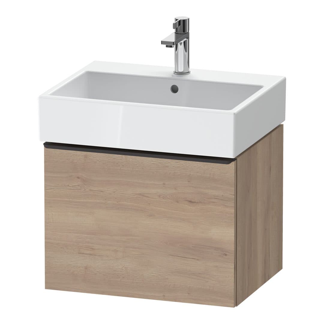 Duravit D-Neo – Έπιπλο Νιπτήρα – 584 mm, 1 συρτάρι, νιπτήρας κέντρο, 584 x 442 x 440 mm, Diamond black Matt – Marbled Oak Matt, Decor (DE42710BD550000)