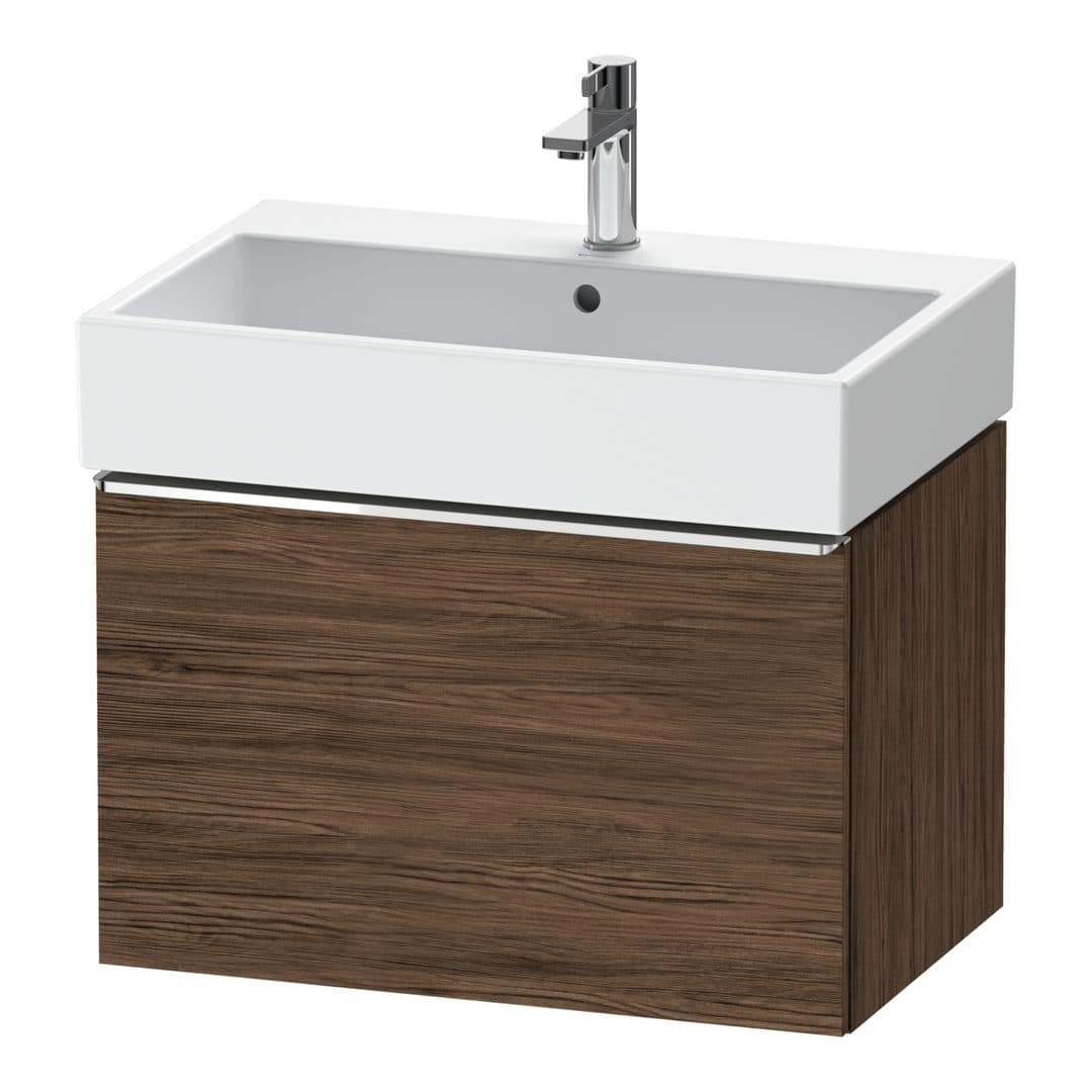 Duravit D-Neo – Έπιπλο Νιπτήρα – 684 mm, 1 συρτάρι, νιπτήρας κέντρο, Chrome High Gloss – Walnut dark Matt, Decor (DE4272010210000)