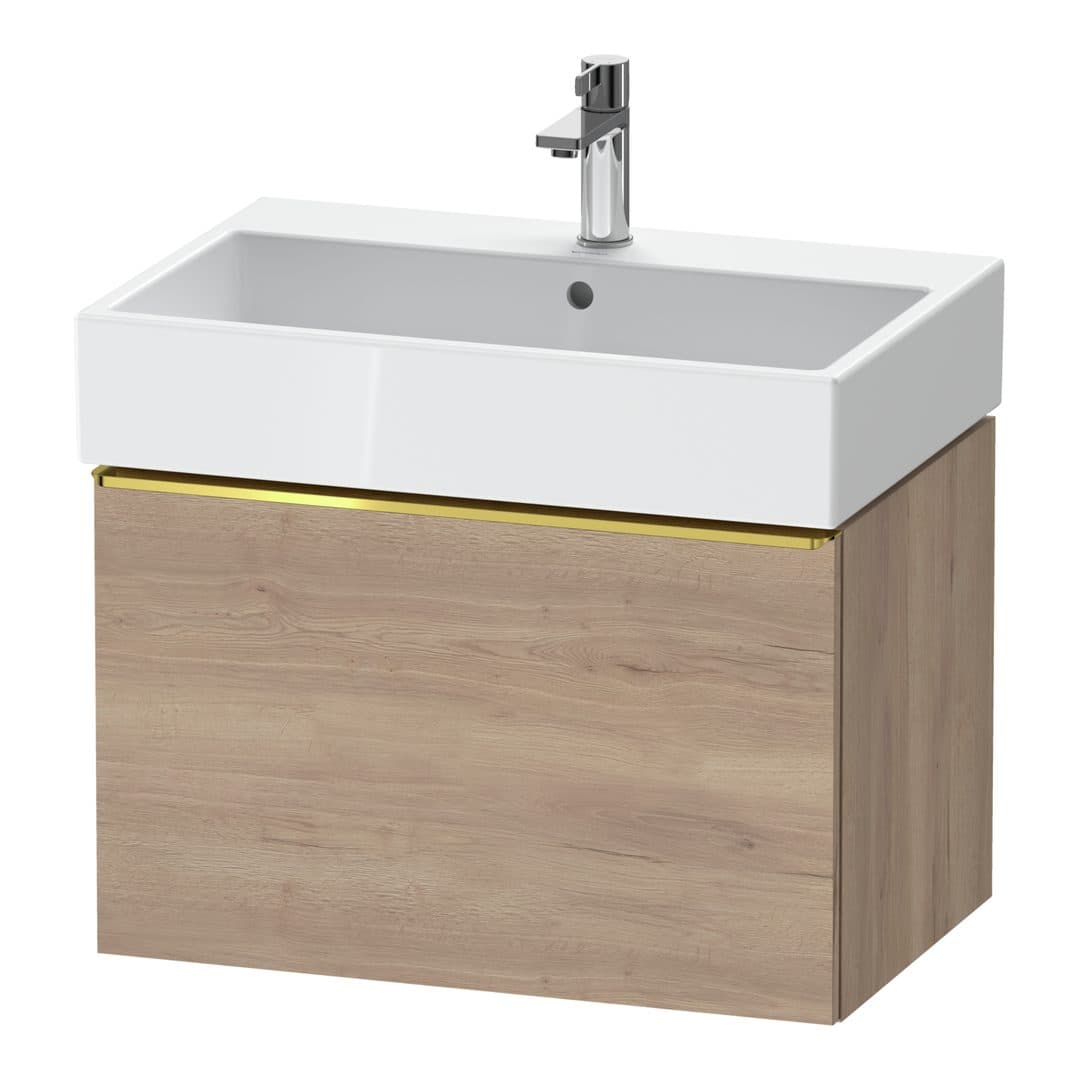 Duravit D-Neo – Έπιπλο Νιπτήρα – 684 mm, 1 συρτάρι, νιπτήρας κέντρο, Gold Polished – Marbled Oak Matt, Decor (DE4272034550000)