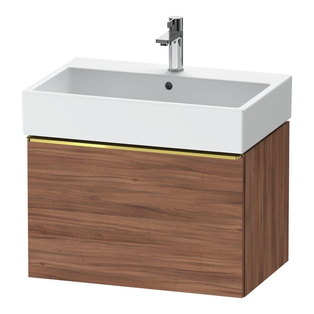 Duravit D-Neo – Έπιπλο Νιπτήρα – 684 mm, 1 συρτάρι, νιπτήρας κέντρο, Gold Polished – Walnut Matt, Decor (DE4272034790000)