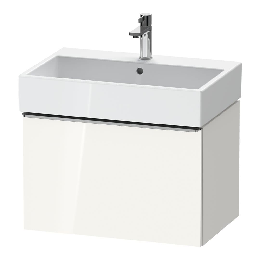 Duravit D-Neo – Έπιπλο Νιπτήρα – 684 mm, 1 συρτάρι, νιπτήρας κέντρο, Stainless steel Brushed – White High Gloss, Decor (DE4272070220000)