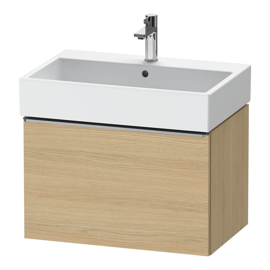 Duravit D-Neo – Έπιπλο Νιπτήρα – 684 mm, 1 συρτάρι, νιπτήρας κέντρο, Stainless steel Brushed – Natural oak, Decor (DE4272070300000)