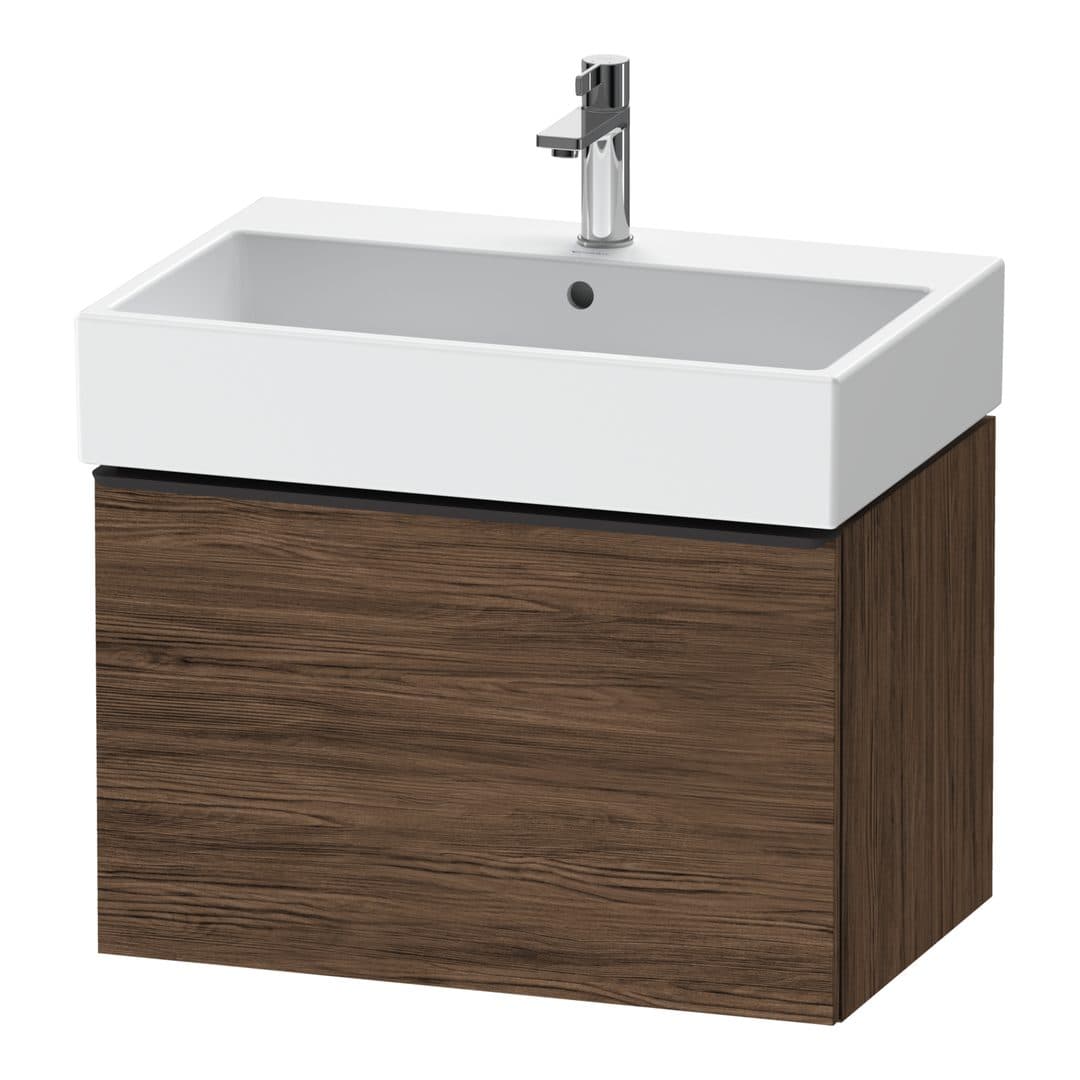 Duravit D-Neo – Έπιπλο Νιπτήρα – 684 mm, 1 συρτάρι, νιπτήρας κέντρο, Diamond black Matt – Walnut dark Matt, Decor (DE42720BD210000)