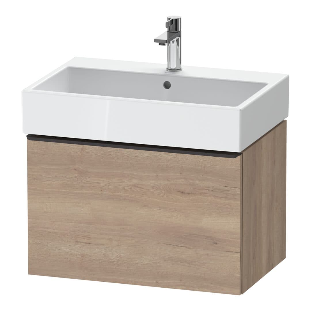 Duravit D-Neo – Έπιπλο Νιπτήρα – 684 mm, 1 συρτάρι, νιπτήρας κέντρο, Diamond black Matt – Marbled Oak Matt, Decor (DE42720BD550000)