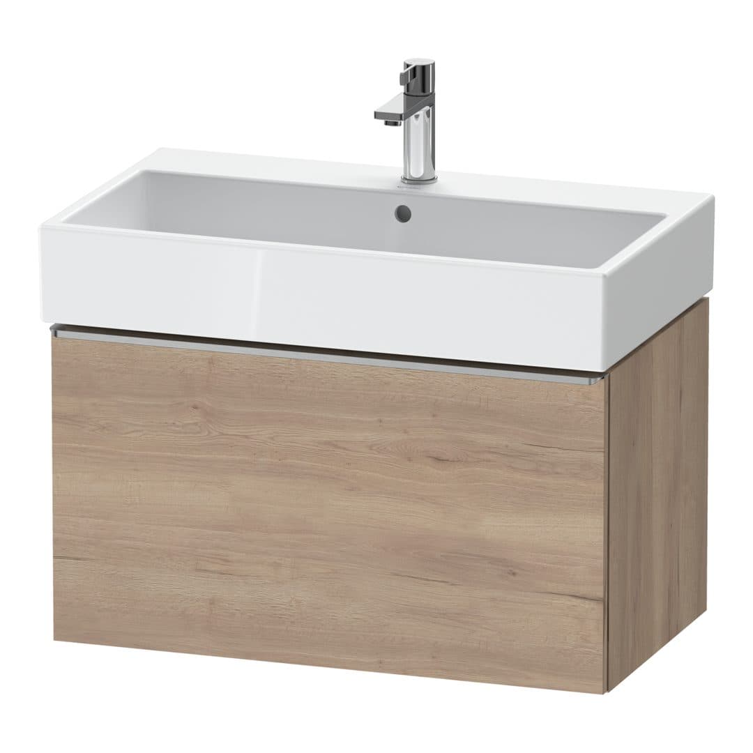 Duravit D-Neo – Έπιπλο Νιπτήρα – 784 mm, 1 συρτάρι, νιπτήρας κέντρο, 784 x 442 x 440 mm, Stainless steel Brushed – Marbled Oak Matt, Decor (DE4273070550000)