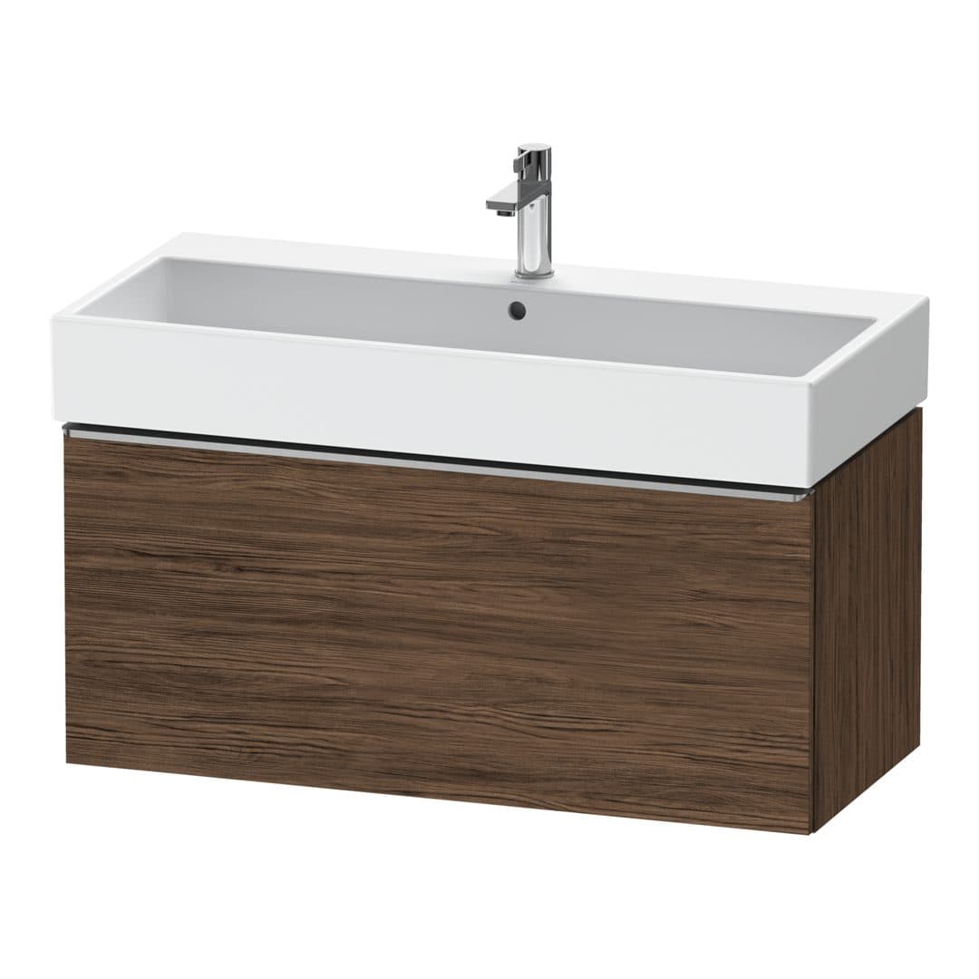 Duravit D-Neo – Έπιπλο Νιπτήρα – 984 mm, 1 συρτάρι, νιπτήρας κέντρο, 984 x 442 x 440 mm, Stainless steel Brushed – Walnut dark Matt, Decor (DE4274070210000)