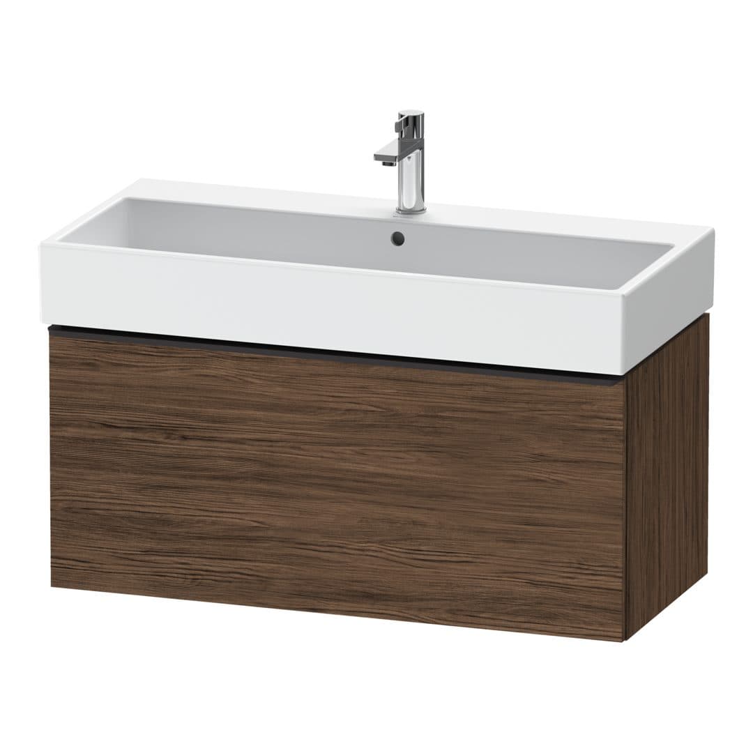 Duravit D-Neo – Έπιπλο Νιπτήρα – 984 mm, 1 συρτάρι, νιπτήρας κέντρο, 984 x 442 x 440 mm, Diamond black Matt – Walnut dark Matt, Decor (DE42740BD210000)