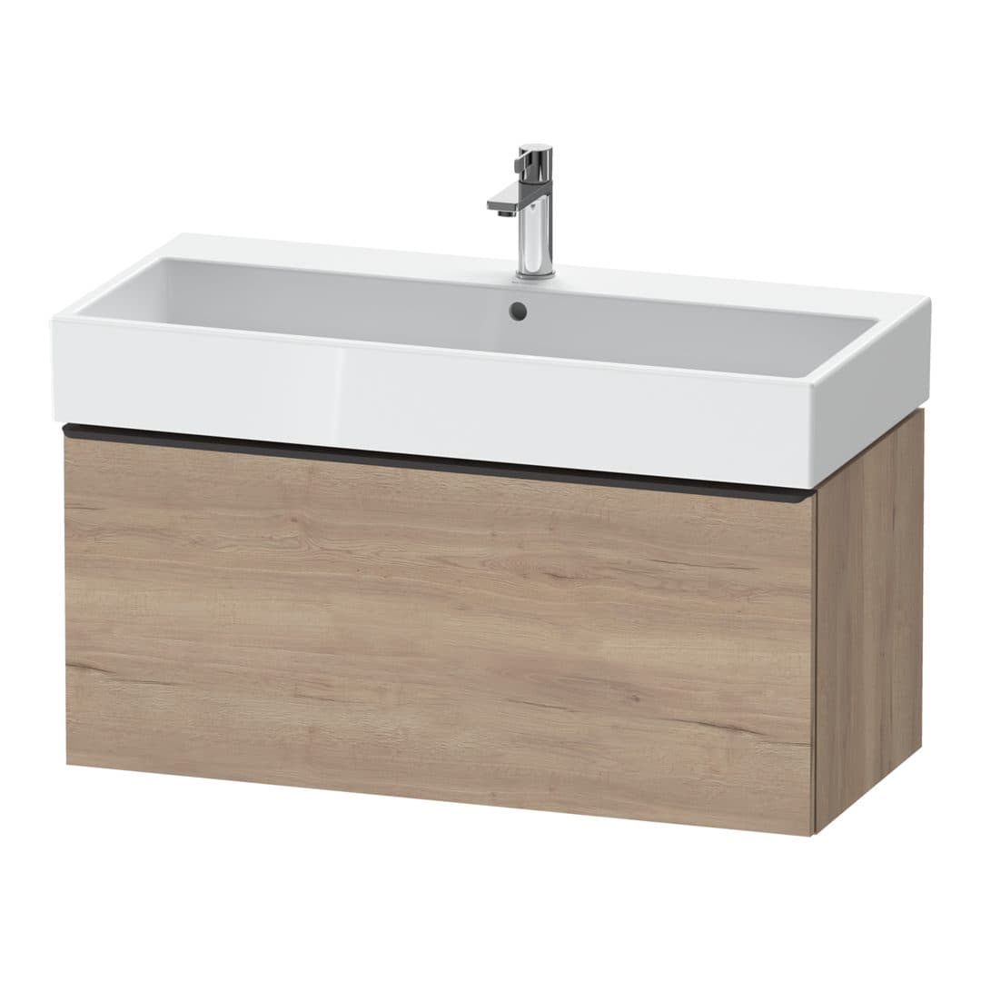 Duravit D-Neo – Έπιπλο Νιπτήρα – 984 mm, 1 συρτάρι, νιπτήρας κέντρο, 984 x 442 x 440 mm, Diamond black Matt – Marbled Oak Matt, Decor (DE42740BD550000)