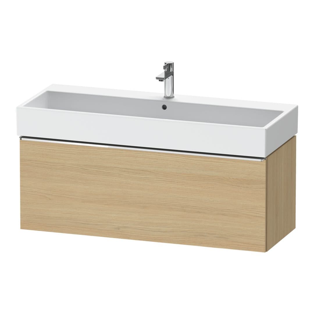 Duravit D-Neo – Έπιπλο Νιπτήρα – 1184 mm, 1 συρτάρι, νιπτήρας κέντρο, 1184 x 442 x 440 mm, Chrome High Gloss – Natural oak, Decor (DE4275010300000)