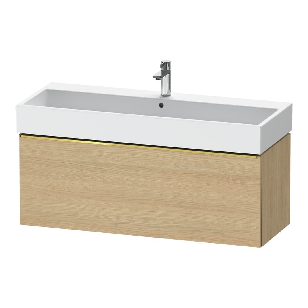 Duravit D-Neo – Έπιπλο Νιπτήρα – 1184 mm, 1 συρτάρι, νιπτήρας κέντρο, 1184 x 442 x 440 mm, Gold Polished – Natural oak, Decor (DE4275034300000)
