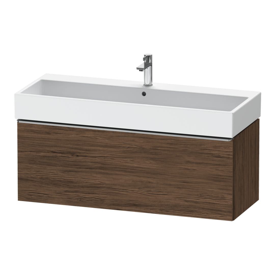 Duravit D-Neo – Έπιπλο Νιπτήρα – 1184 mm, 1 συρτάρι, νιπτήρας κέντρο, 1184 x 442 x 440 mm, Stainless steel Brushed – Walnut dark Matt, Decor (DE4275070210000)
