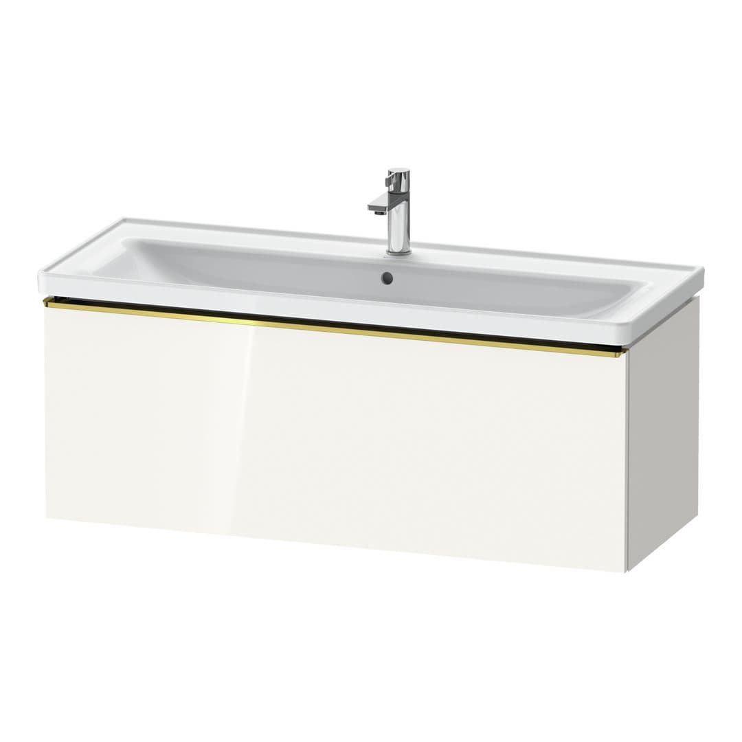 Duravit D-Neo – Έπιπλο Νιπτήρα – 1184 mm, 1 συρτάρι, νιπτήρας κέντρο, 1184 x 452 x 440 mm, Gold Polished – White High Gloss, Decor (DE4291034220000)