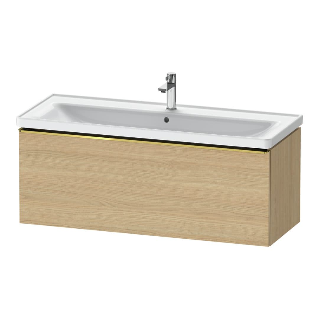 Duravit D-Neo – Έπιπλο Νιπτήρα – 1184 mm, 1 συρτάρι, νιπτήρας κέντρο, 1184 x 452 x 440 mm, Gold Polished – Natural oak, Decor (DE4291034300000)