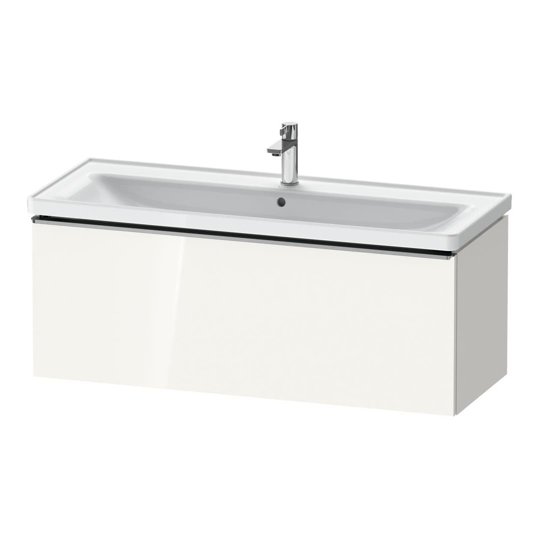 Duravit D-Neo – Έπιπλο Νιπτήρα – 1184 mm, 1 συρτάρι, νιπτήρας κέντρο, 1184 x 452 x 440 mm, Stainless steel Brushed – White High Gloss, Decor (DE4291070220000)