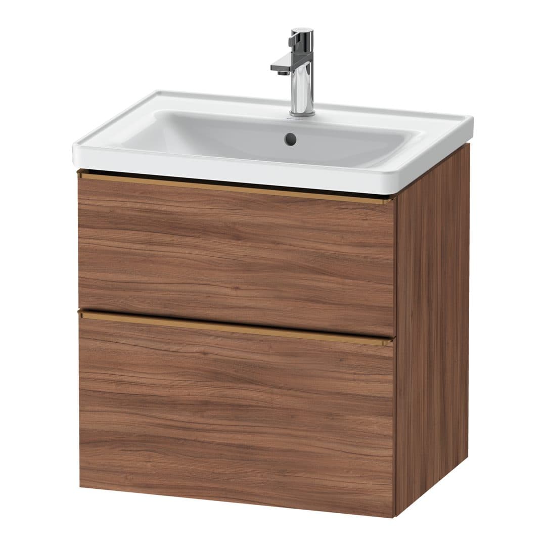 Duravit D-Neo – Έπιπλο Νιπτήρα – 634 mm, 2 συρτάρια, νιπτήρας κέντρο, Bronze Brushed – Walnut Matt, Decor (DE4354004790000)