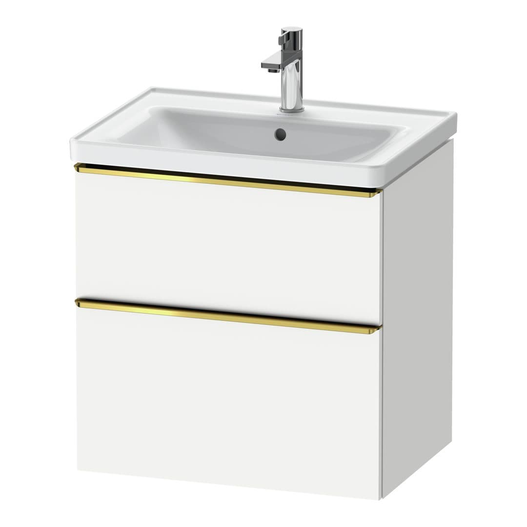 Duravit D-Neo – Έπιπλο Νιπτήρα – 634 mm, 2 συρτάρια, νιπτήρας κέντρο, Gold Polished – White Matt, Decor (DE4354034180000)