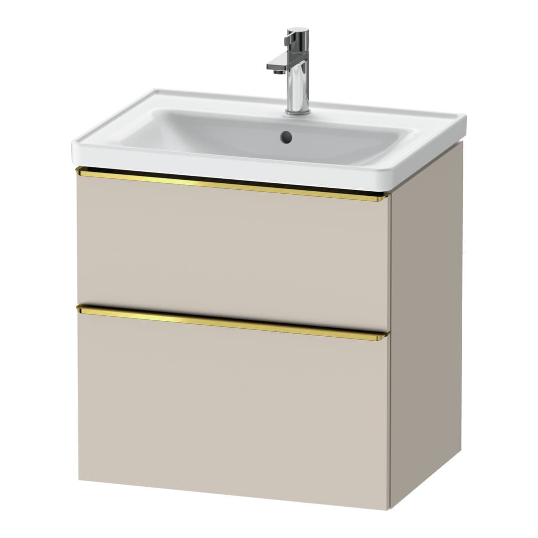 Duravit D-Neo – Έπιπλο Νιπτήρα – 634 mm, 2 συρτάρια, νιπτήρας κέντρο, Gold Polished – Taupe Matt, Decor (DE4354034910000)
