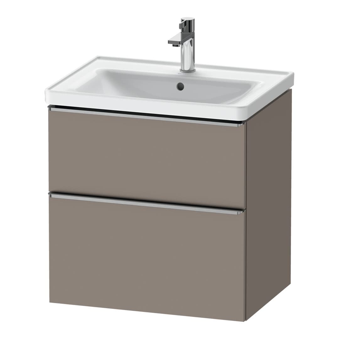 Duravit D-Neo – Έπιπλο Νιπτήρα – 634 mm, 2 συρτάρια, νιπτήρας κέντρο, Stainless steel Brushed – Basalte Matt, Decor (DE4354070430000)