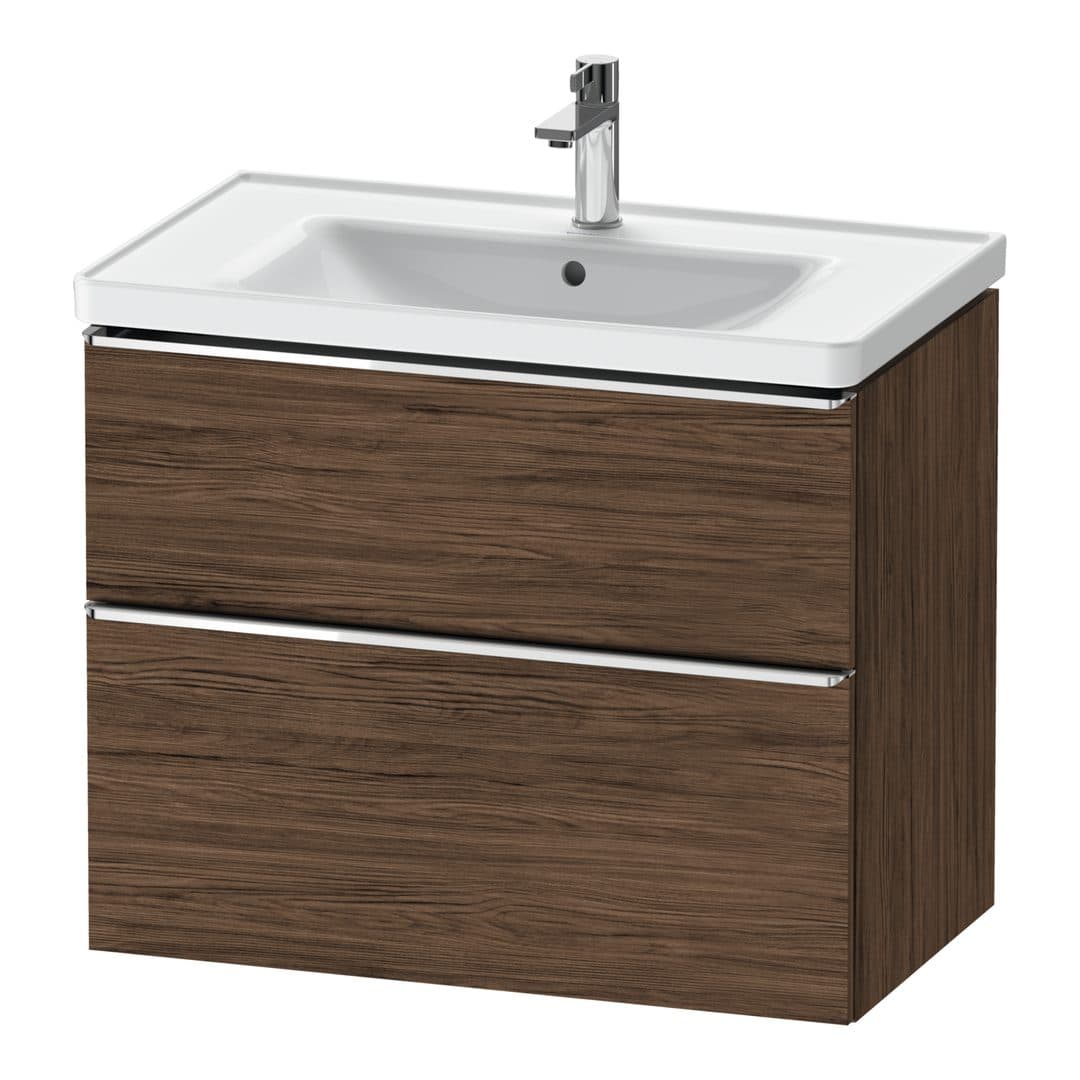 Duravit D-Neo – Έπιπλο Νιπτήρα – 784 mm, 2 συρτάρια, νιπτήρας κέντρο, 784 x 452 x 625 mm, Chrome High Gloss – Walnut dark Matt, Decor (DE4355010210000)