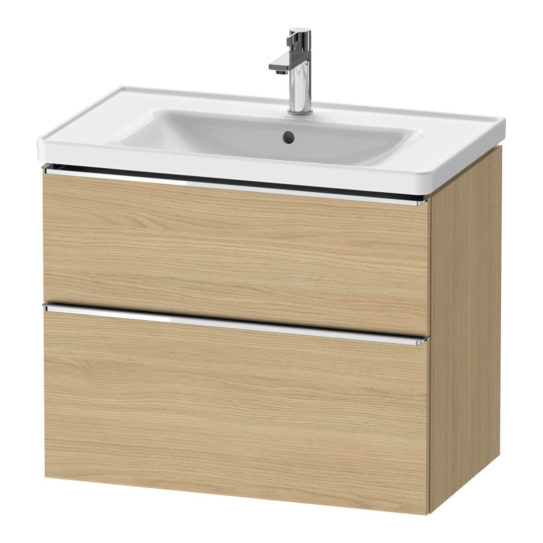 Duravit D-Neo – Έπιπλο Νιπτήρα – 784 mm, 2 συρτάρια, νιπτήρας κέντρο, 784 x 452 x 625 mm, Chrome High Gloss – Natural oak, Decor (DE4355010300000)