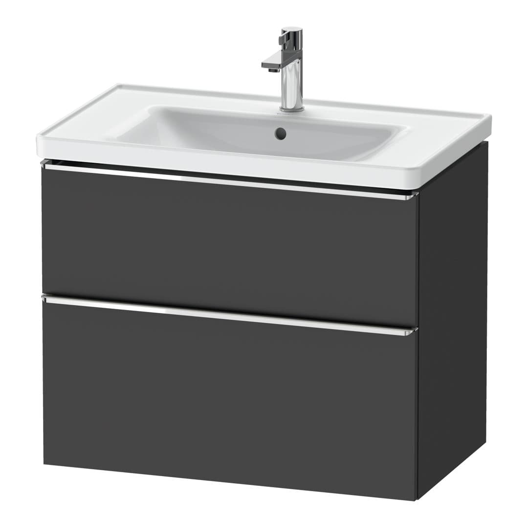 Duravit D-Neo – Έπιπλο Νιπτήρα – 784 mm, 2 συρτάρια, νιπτήρας κέντρο, 784 x 452 x 625 mm, Chrome High Gloss – Graphite Matt, Decor (DE4355010490000)