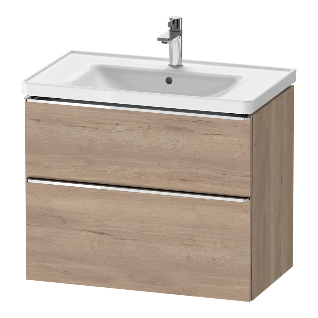 Duravit D-Neo – Έπιπλο Νιπτήρα – 784 mm, 2 συρτάρια, νιπτήρας κέντρο, 784 x 452 x 625 mm, Chrome High Gloss – Marbled Oak Matt, Decor (DE4355010550000)