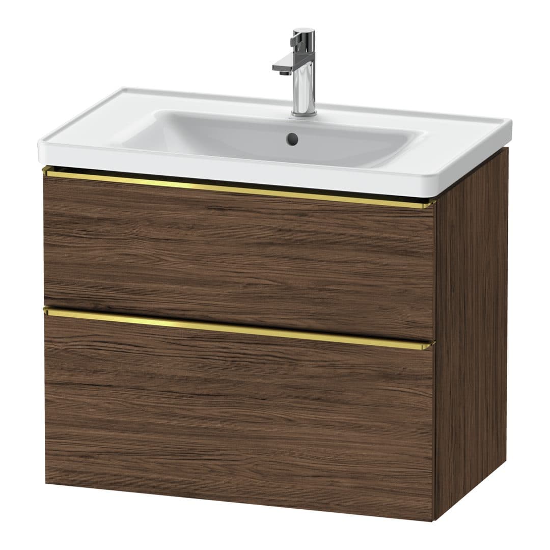 Duravit D-Neo – Έπιπλο Νιπτήρα – 784 mm, 2 συρτάρια, νιπτήρας κέντρο, 784 x 452 x 625 mm, Gold Polished – Walnut dark Matt, Decor (DE4355034210000)