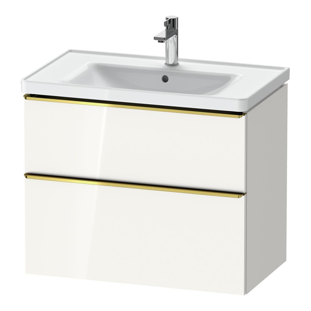 Duravit D-Neo – Έπιπλο Νιπτήρα – 784 mm, 2 συρτάρια, νιπτήρας κέντρο, 784 x 452 x 625 mm, Gold Polished – White High Gloss, Decor (DE4355034220000)