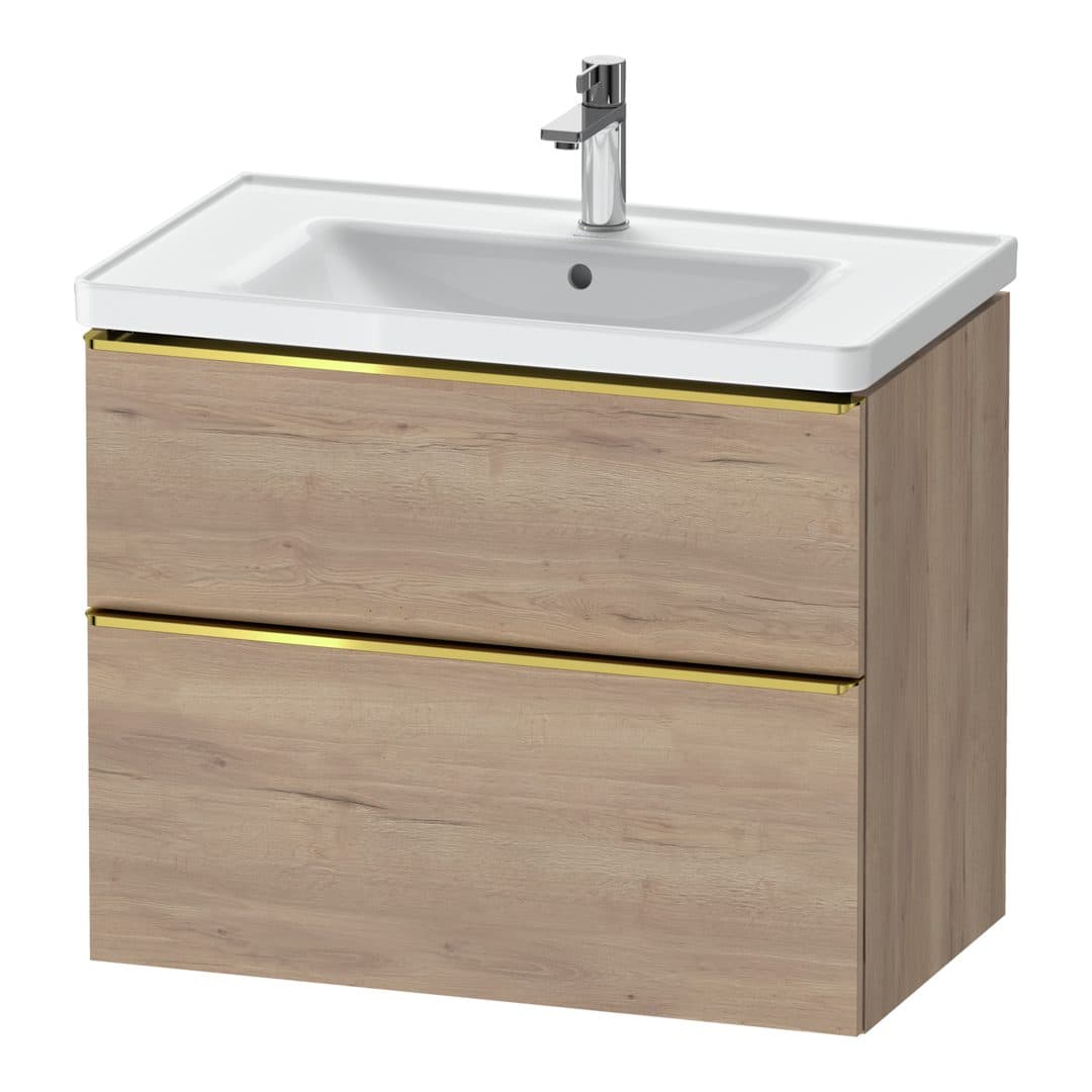 Duravit D-Neo – Έπιπλο Νιπτήρα – 784 mm, 2 συρτάρια, νιπτήρας κέντρο, 784 x 452 x 625 mm, Gold Polished – Marbled Oak Matt, Decor (DE4355034550000)