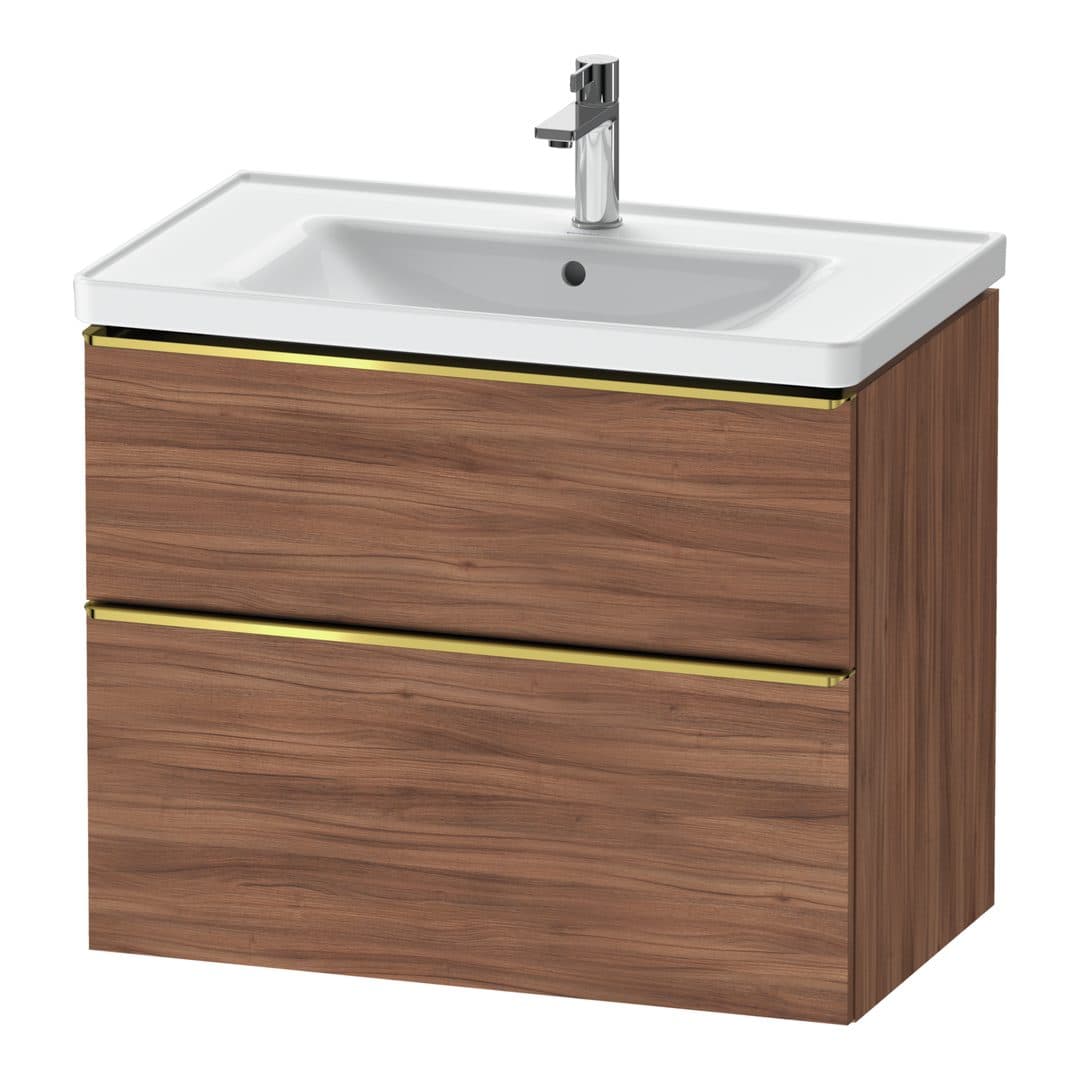 Duravit D-Neo – Έπιπλο Νιπτήρα – 784 mm, 2 συρτάρια, νιπτήρας κέντρο, 784 x 452 x 625 mm, Gold Polished – Walnut Matt, Decor (DE4355034790000)