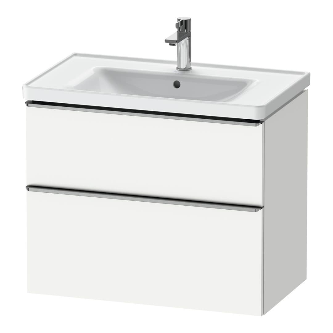 Duravit D-Neo – Έπιπλο Νιπτήρα – 784 mm, 2 συρτάρια, νιπτήρας κέντρο, 784 x 452 x 625 mm, Stainless steel Brushed – White Matt, Decor (DE4355070180000)
