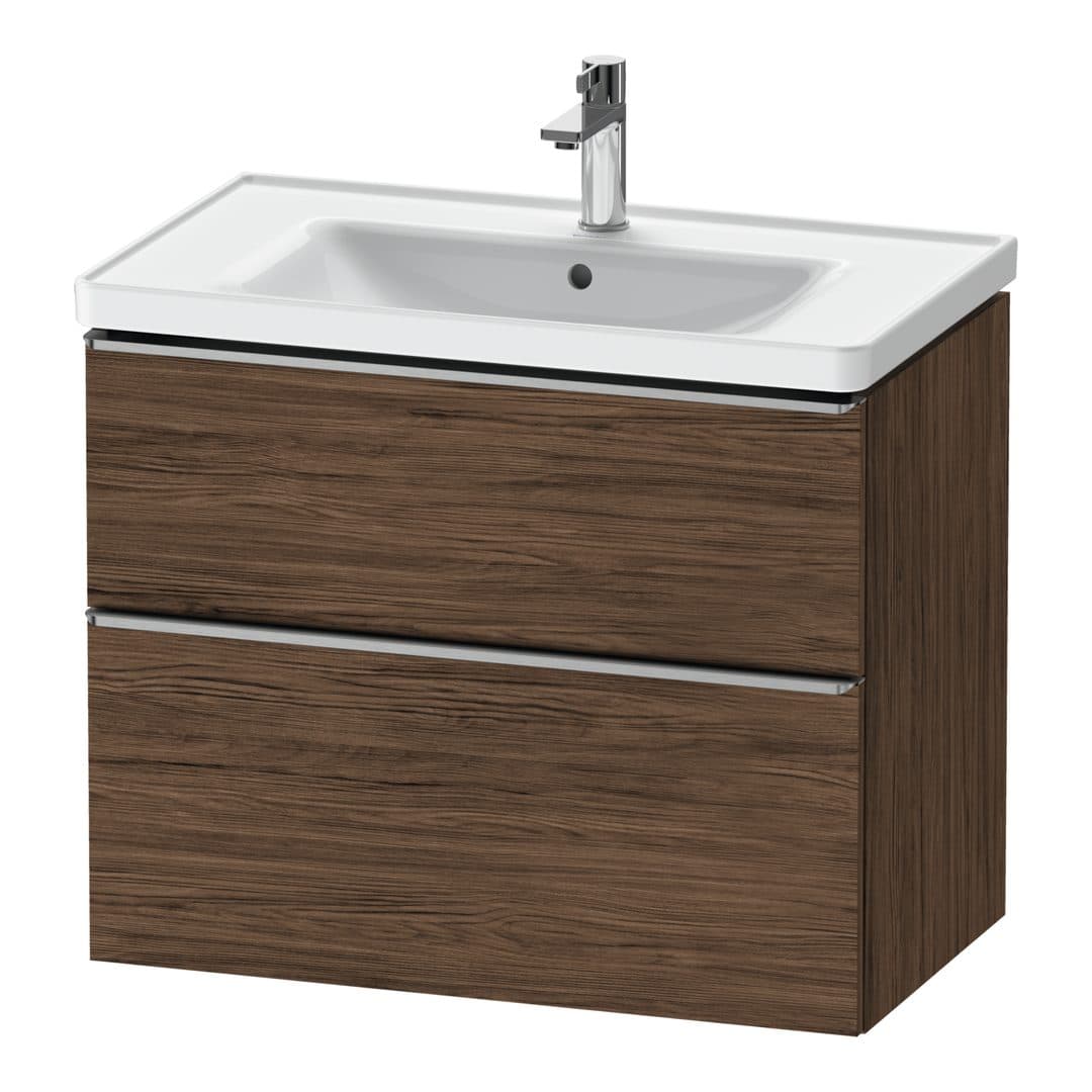 Duravit D-Neo – Έπιπλο Νιπτήρα – 784 mm, 2 συρτάρια, νιπτήρας κέντρο, 784 x 452 x 625 mm, Stainless steel Brushed – Walnut dark Matt, Decor (DE4355070210000)