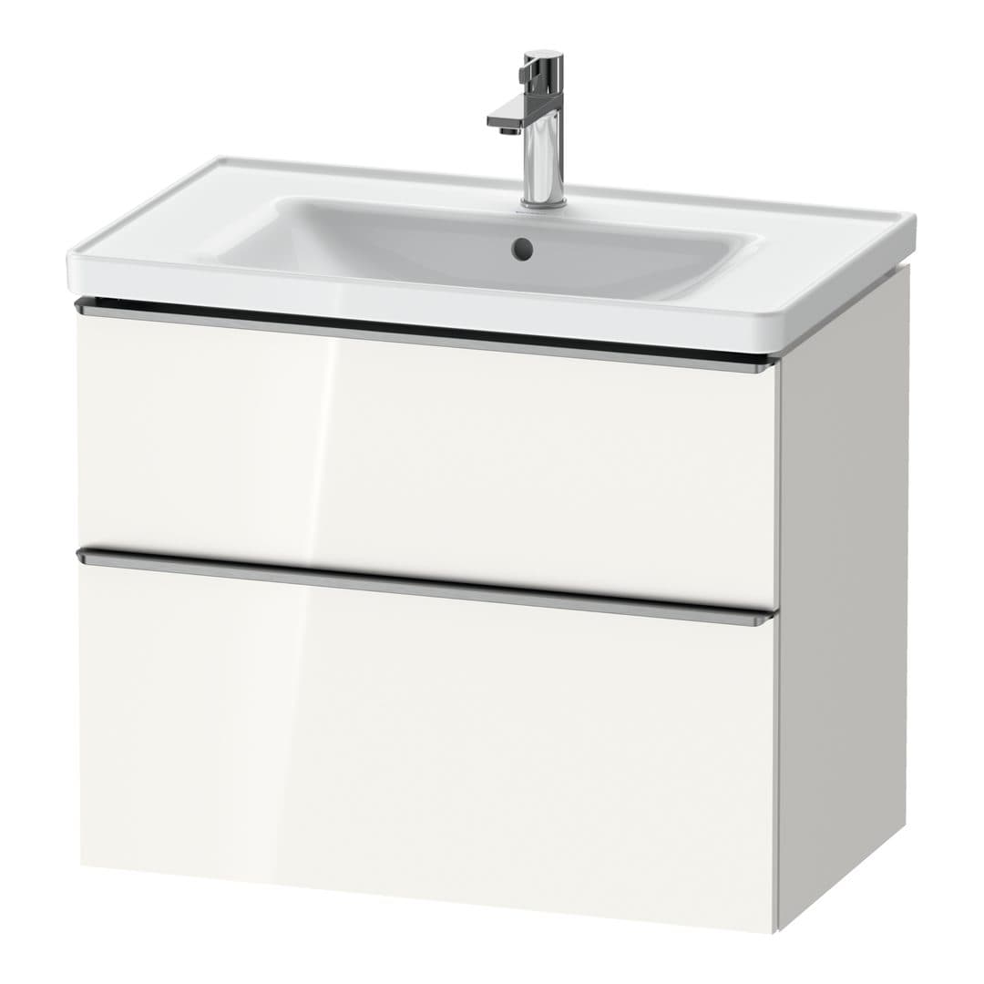Duravit D-Neo – Έπιπλο Νιπτήρα – 784 mm, 2 συρτάρια, νιπτήρας κέντρο, 784 x 452 x 625 mm, Stainless steel Brushed – White High Gloss, Decor (DE4355070220000)
