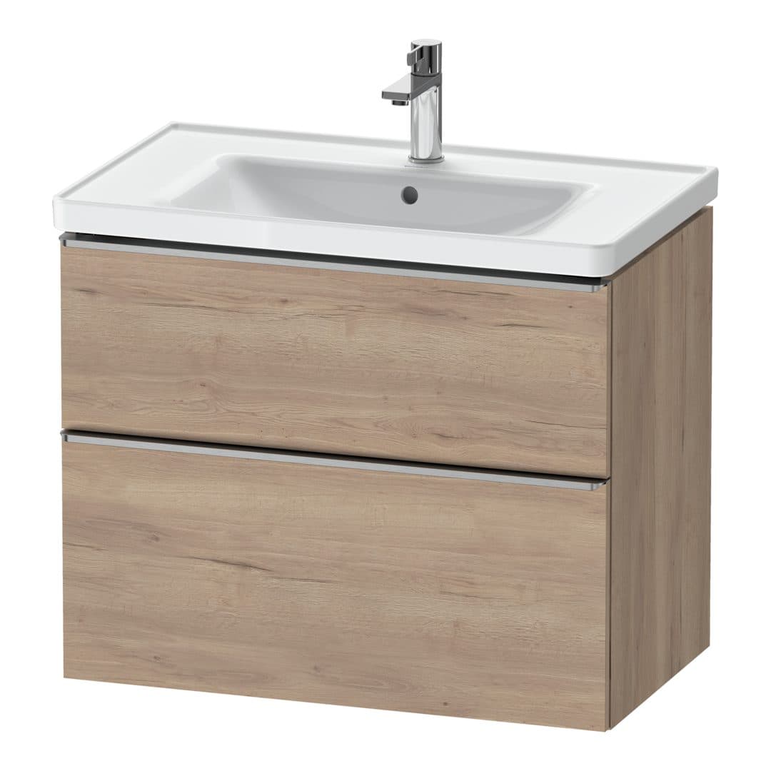 Duravit D-Neo – Έπιπλο Νιπτήρα – 784 mm, 2 συρτάρια, νιπτήρας κέντρο, 784 x 452 x 625 mm, Stainless steel Brushed – Marbled Oak Matt, Decor (DE4355070550000)