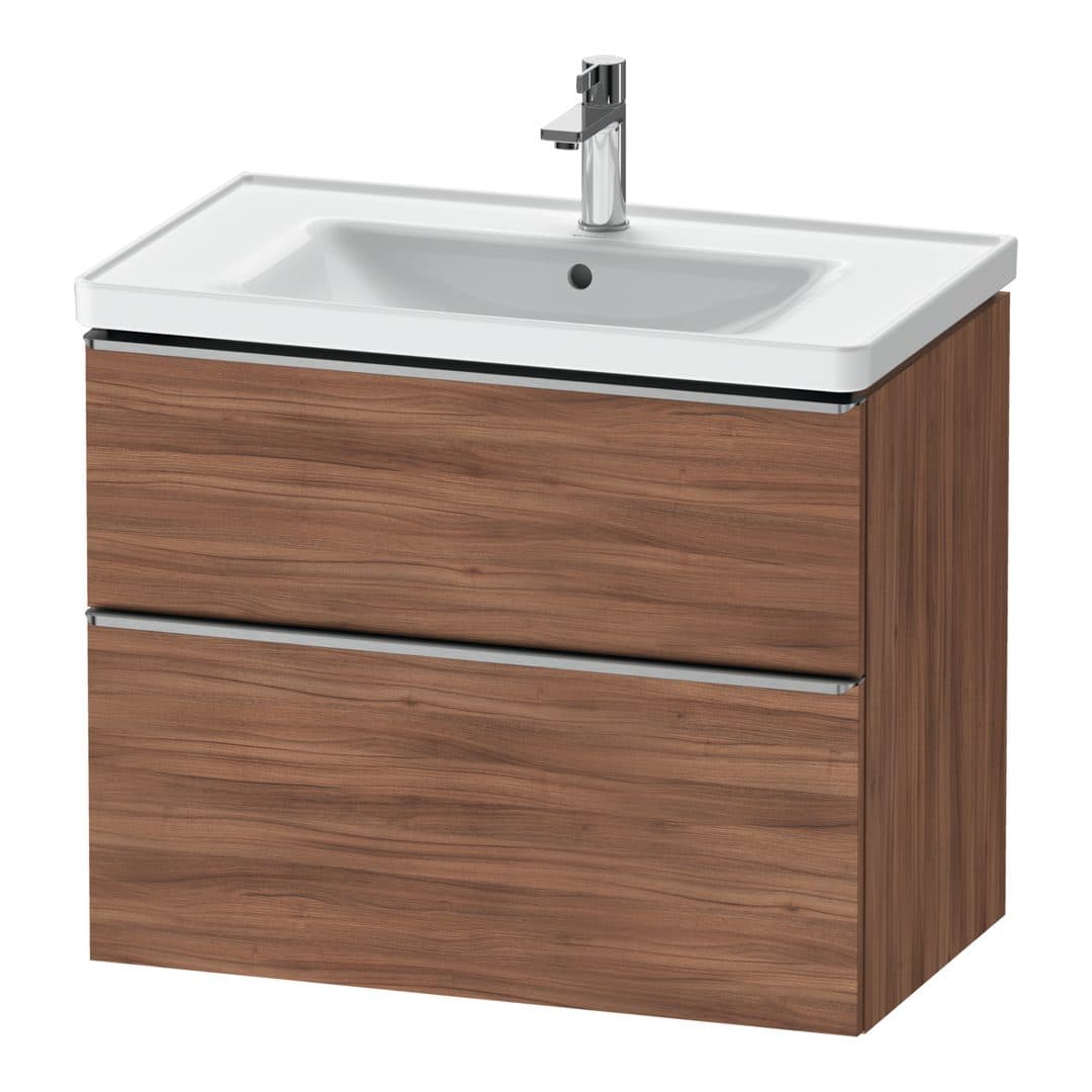 Duravit D-Neo – Έπιπλο Νιπτήρα – 784 mm, 2 συρτάρια, νιπτήρας κέντρο, 784 x 452 x 625 mm, Stainless steel Brushed – Walnut Matt, Decor (DE4355070790000)