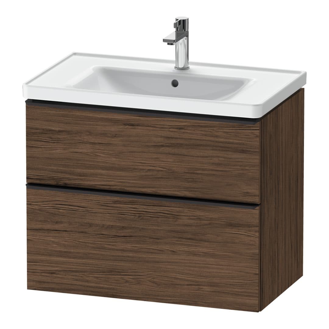 Duravit D-Neo – Έπιπλο Νιπτήρα – 784 mm, 2 συρτάρια, νιπτήρας κέντρο, 784 x 452 x 625 mm, Diamond black Matt – Walnut dark Matt, Decor (DE43550BD210000)